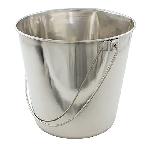 Indipets Stainless Steel Bucket Pets 9-Quart Flat Back Pail w/Out Hooks New