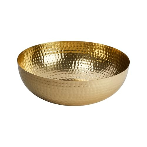 Creative Co-Op Round Hammered Metal Serving and Mixing Bowl - Gold Finish New