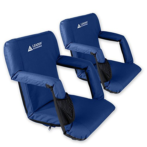 Leader Accessories Stadium Seat Cozy Portable Reclining Bleacher Chair 2 Seats New