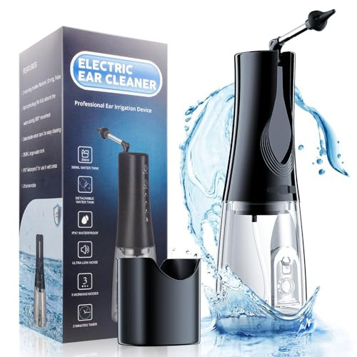 SNANA WATER POWERED EAR WAX REMOVAL TOOL ELECTRIC EAR CLEANER 3 PRESSURE - BLACK