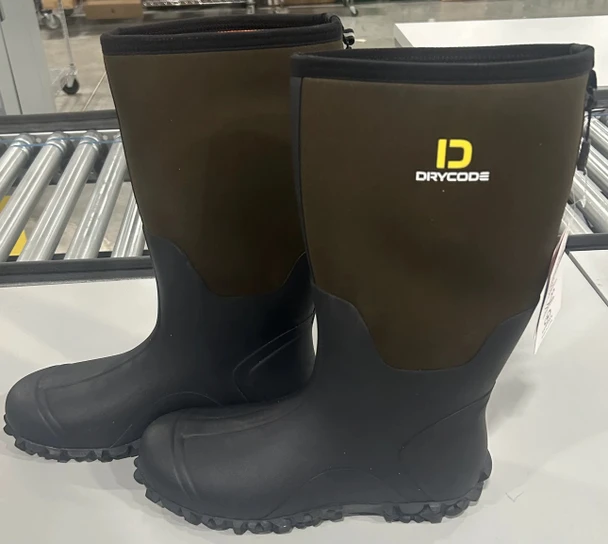 DRYCODE RUBBER WATERPROOF BOOTS - SIZE: MEN 13 - BROWN/BLACK