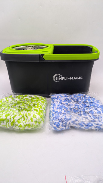 Simpli-Magic 360° Spin Mop and Bucket with Wringer - Black/Gray/Green New