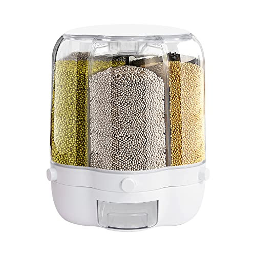 PIOJNYEN Grain Dispenser 360° Rotating Grain Storage Food Dispenser - Black New