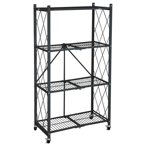 ORIGAMI R4 4-TIER FOLDING SHELF GARAGE HEAVY METAL STORAGE RACK - BLACK New