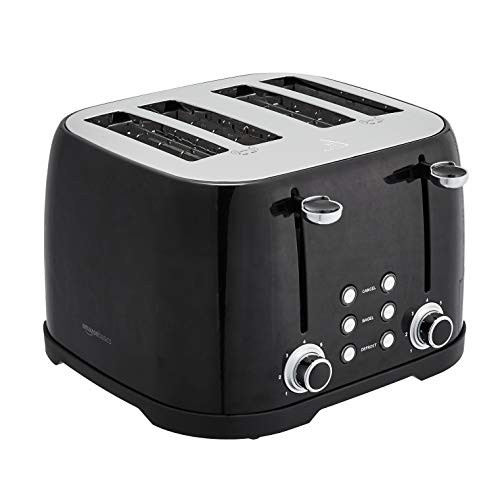 Amazon Basics 4 Slice Toaster 4 Slots 1600W 1600W, Black - B07SW6SLKB New