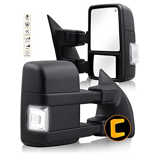 SZAUTO Towing Mirrors Compatible for F250 F350 F450 F550 Super Duty 1999-2016 New
