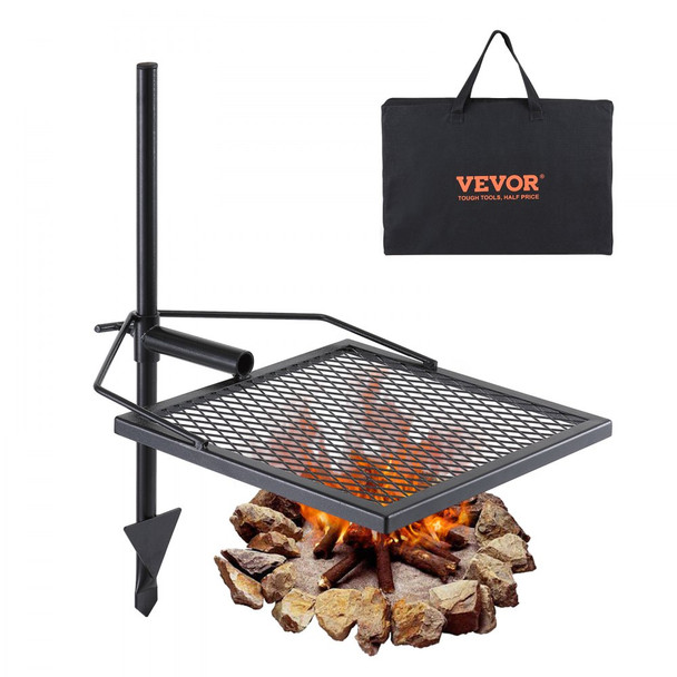 VEVOR SWIVEL CAMPFIRE GRILL, FIRE PIT GRILL GRATE OVER FIRE PITS - BLACK