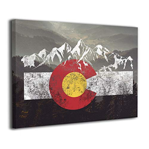Arnold Glenn Colorado Flag Moutain Vintage Canvas Art - Wood Framed New