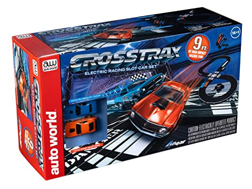 Auto World CrossTrax Road Course 9' Slot Car Race Set B0BTQ36Q24 - Black New
