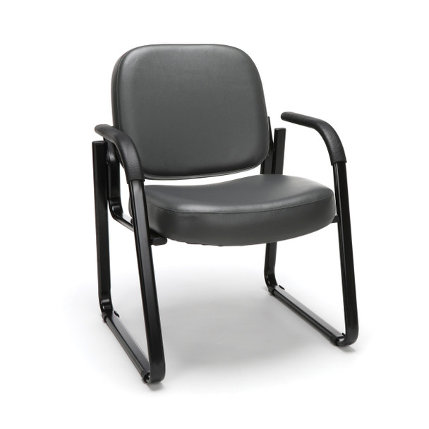 OFM Vinyl Curved Padded Back Guest Chair with Arms - Charcoal