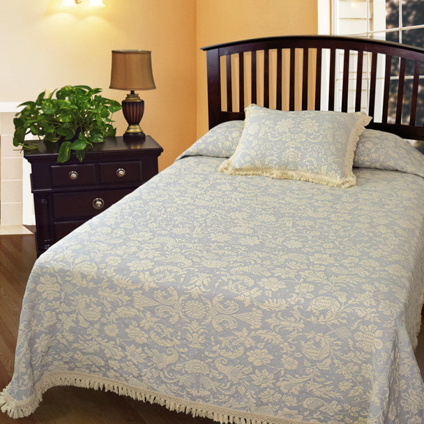 BATES LISAS CHOICE COTTON MATELASSE COLONIAL ROSE FULL BED SHEET - FRENCH BLUE