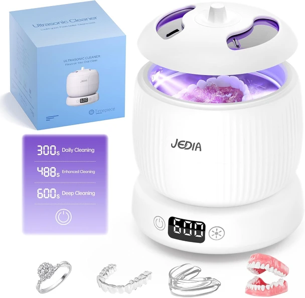 JEDIA ULTRASONIC RETAINER CLEANER 45KHZ, 4 PRESET MODES - WHITE