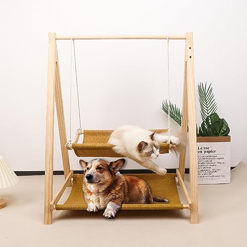 Found Notice Pet Bed Elevated Indoor Wooden Cat Swing Chair - Light Grey New