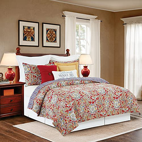C&F Home Rhapsody Paisley 3Pc Red Gold Blue Bed Quilt Set 3 Piece SetRed New