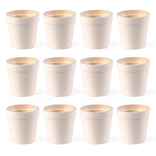 Fun Express Mini Flower Pots Ceramic Unpainted White 3 Inch Set of 12 New