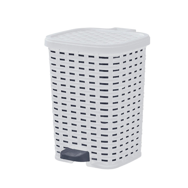 SUPERIO SMALL OUTDOOR TRASH CAN WITH LID 1.5 GALLON - SMOKE WHITE