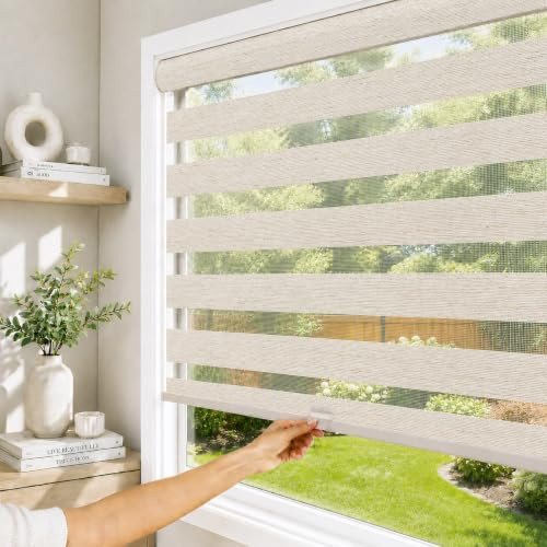 CHICOLOGY Zebra Blinds Cordless Light Filtering Tan Shade 32W x 72H B08C25HKG7 New