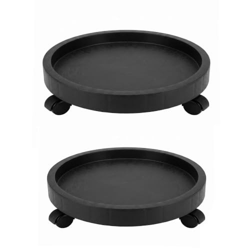 B08GZRL59B 2 Pack 14 Inch Heavy Duty Plant Caddy Wheels Pot Trolley - Black New