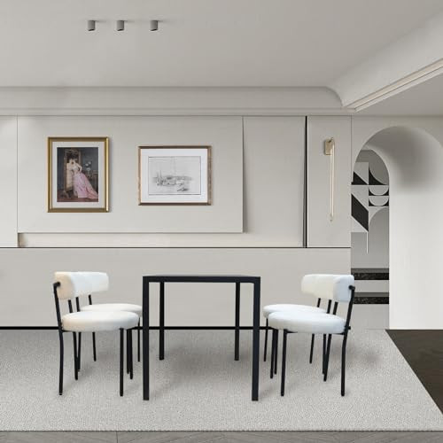 ELRINA Brown Boucle Dining Chairs Set of 4 Mid-Century Modern New