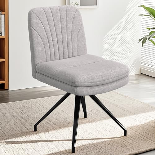 VECELO Criss Cross Legged Chair Armless Chair with Wide Padded Seat - Beige New