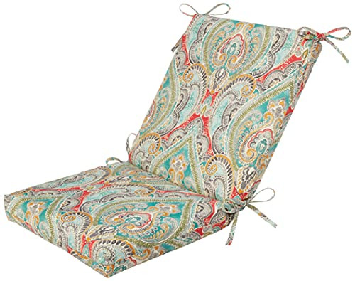 Pillow Perfect Paisley Indoor/Outdoor Solid Back 1 Piece Square Corner Chair New