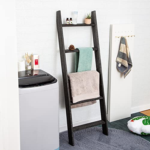 Mhiiuwu Decorative Blanket Ladder 5ft Farmhouse Wall Leaning Wooden - Black New
