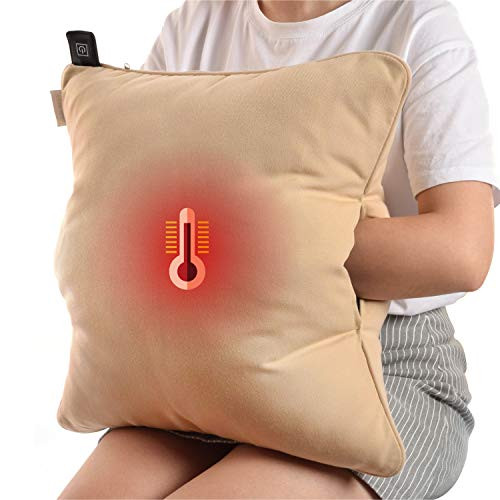 Naconic Electric Heated Throw Pillow Scatter Cushion Hand Pockets Warmer - Ivory