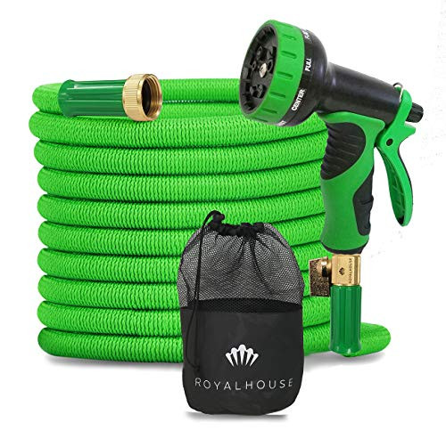 ROYALHOUSE 100 FT Expandable Garden Hose Water Hose, 3/4" Solid Brass Fittings New