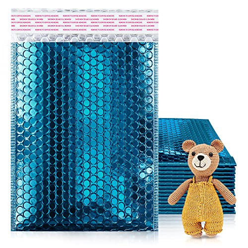 ABC Blue Metallic Bubble Mailers 12 x 17 Inches 5 Pack Aluminum Foil New