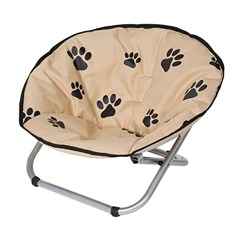 Etna Foldable Pet Bed Elevated Dog Cat Bed Round Paw Print Portable B08TL5WGQB New