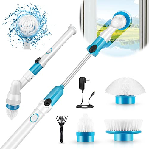 Sticque Rechargeable Electric Spin Scrubber with Long Extension Arm - Blue/White New