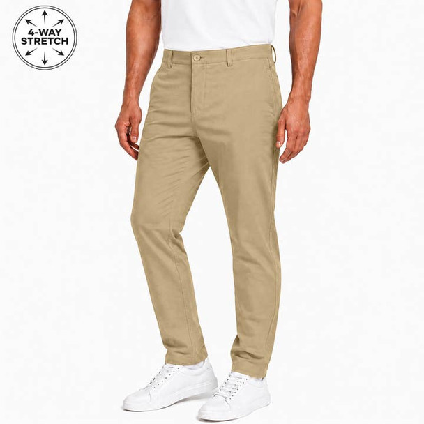 BLU ROCK MEN'S SUPER STRETCH SLIM FIT CHINO PANTS - SIZE: MEN 36 - TIMBER New