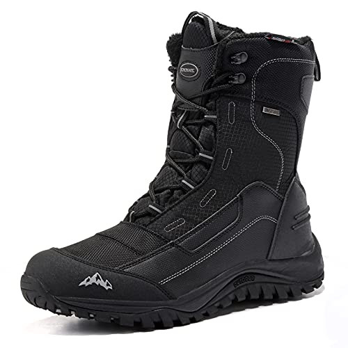 ROCKMARK Men's Winter Snow Boots, Snow Boots Mid-Calf Waterproof Insulated Black New