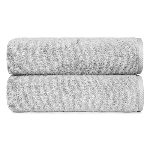Amazon Basics 2 Piece Quick-Dry Oversize Bath Towel, 54" x 30", Platinum New