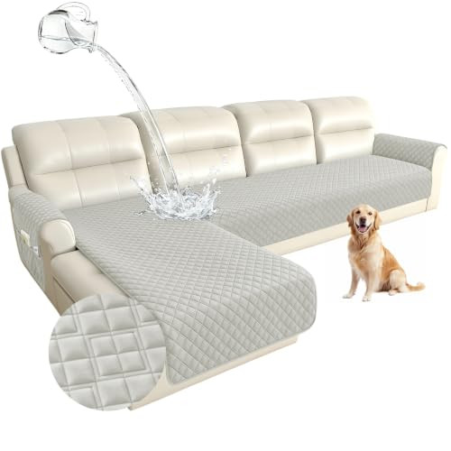 Arfntevss Waterproof L Shape Sectional Couch Covers Washable Velvet - Light Gray New