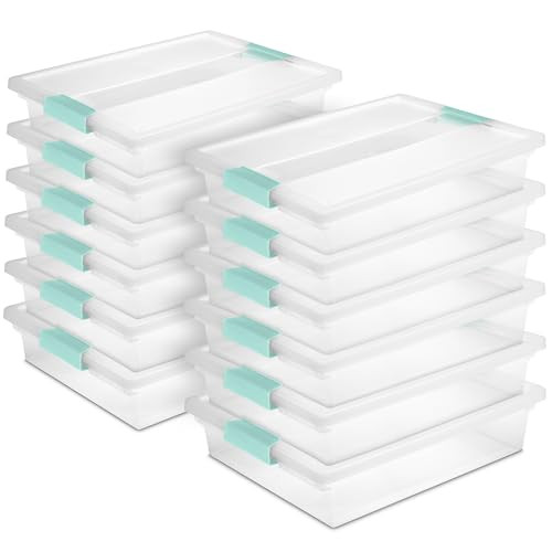 Sterilite Clip Box, Stackable Clear Plastic Bins- Large, 12-Pack - NEW New