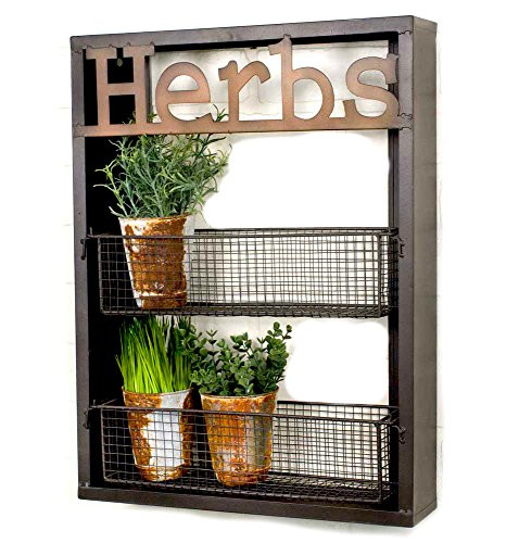 Industrial Metal Country Herbs Wall Shelf Planter Holder B01E0ESFYE - NEW New