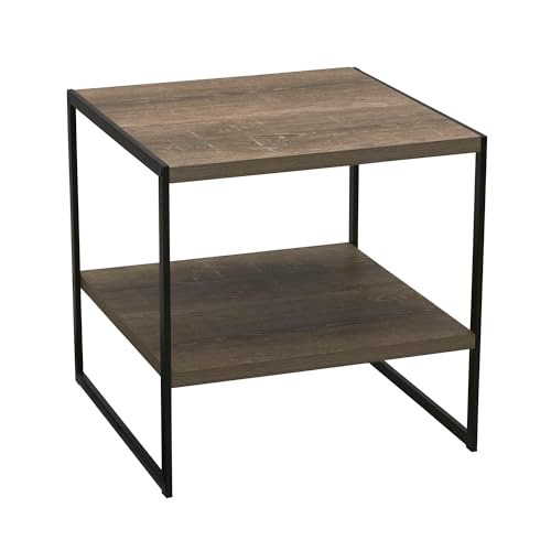 Household Essentials Square Wooden Side Table/End Table With Storage Shelf New