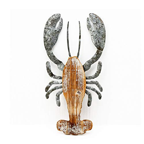 PARISLOFT 3D Wood Galvanized Ocean Theme Wall Hanging Decor (Lobster) New