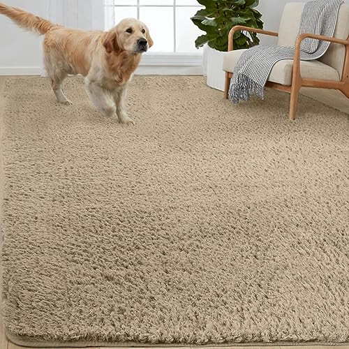 GORILLA GRIP Soft Faux Fur Area Rug, 4x6 FT, B07MVHHSXJ - Taupe New