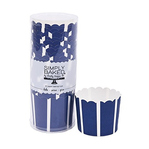 Simply Baked Large Paper Baking Cup, 500-Pack, Navy/White Vertical Stripes New