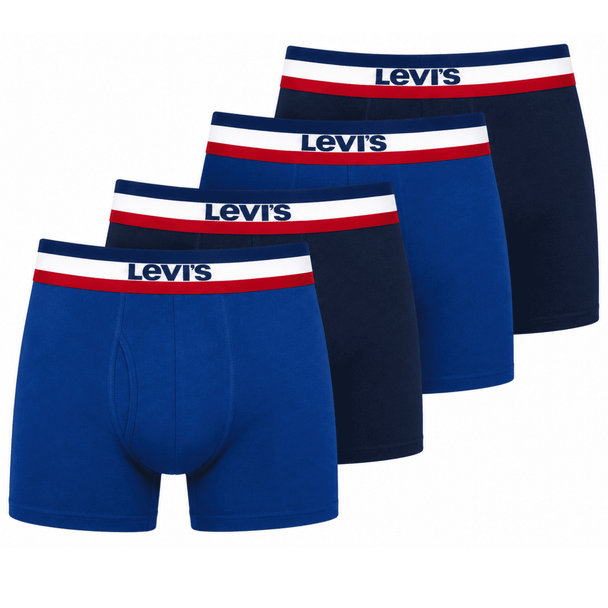 LEVI'S MENS BOXER BRIEFS BREATHABLE STRETCH UNDERWEAR 4 PACK, SIZE M - BLUE/NAVY New