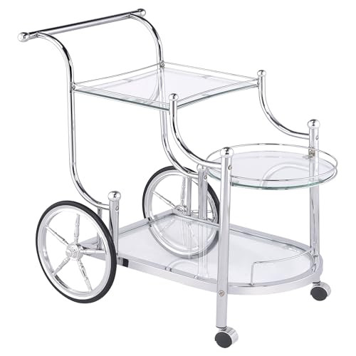 Coaster Home Furnishings Sarandon 3-Tier Metal Glass Bar Cart - 910076 New