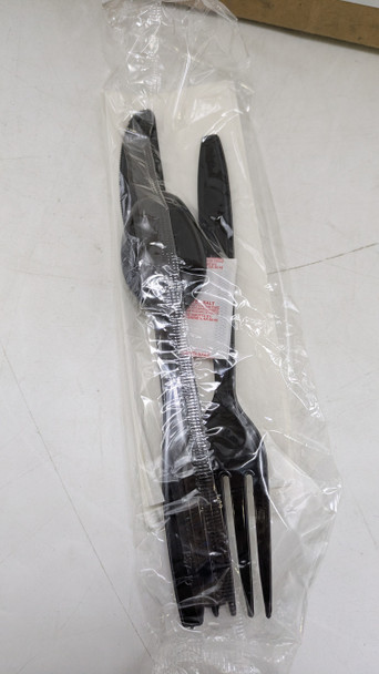 Cutlery Kits 60g HW Black FKS SP 1 ply Napkin Clear Wrap 611968 - 250 Count New
