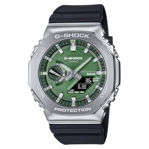 G-SHOCK CASIO G-STEEL SOLAR CONNECTED GREEN DIAL BLACK RESIN STRAP WATCH New