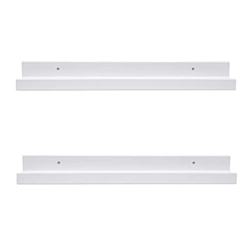 AZSKY 24 Inch Picture Ledge Shelf Floating Shelves Wall Mounted Set of 2 White New
