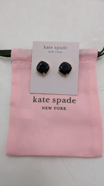 Kate Spade Square Studs Solid Cubic-Zirconia Stud Earring - Black/Gold New