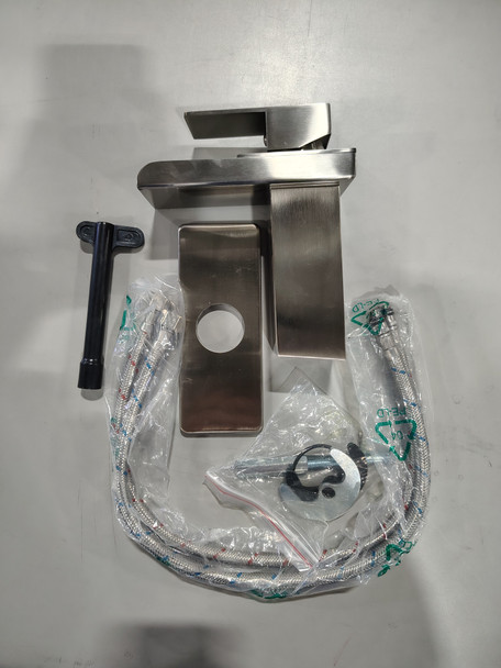 BRUSHED WATERFALL BATHROOM FAUCET SINGLE HANDLE STAINLESS STEEL BRUSHED NICKEL