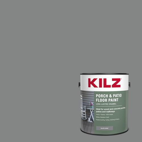 KILZ Porch & Patio Latex Floor Paint, Slate Gray, 1 Gallon B01MQCGX1T New