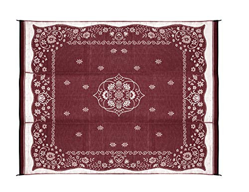 Camco 42852 Oriental Awning Leisure Mat-Burgundy 9' x 12' New